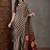 Beige striped silk blend saree