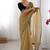 Mustard embroidered sequinned border net saree