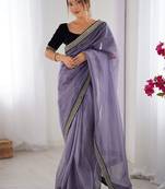 Lavender embellished sequinned net designer saree