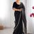 Black floral embroidered sequinned net saree