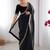 Black floral embroidered sequinned net saree