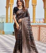 Black ethnic motifs kanjeevaram saree