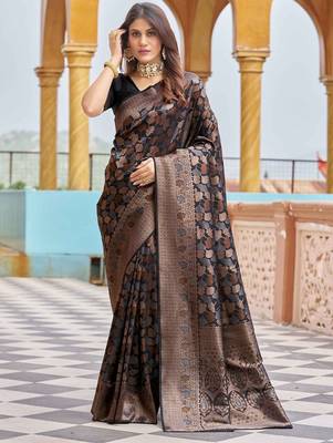 Black ethnic motifs kanjeevaram saree 2