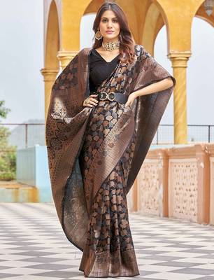 Black ethnic motifs kanjeevaram saree 3
