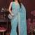 Turquoise embellished embroidered pure chiffon designer saree