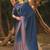 Blue embellished beads and stones border saree with unstitched blouse piece
