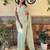 Green embroidered georgette  sequinned crush saree with blouse piece