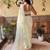 Green embroidered georgette  sequinned crush saree with blouse piece