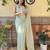 Green embroidered georgette  sequinned crush saree with blouse piece