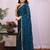 Teal embellished embroidered silk blend heavy work saree