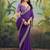 Purple bandhani embroidered poly georgette bandhani saree