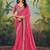 Peach bandhani embroidered poly georgette bandhani saree