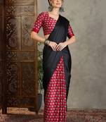 Black ethnic motifs silk blend saree