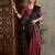 Black ethnic motifs silk blend saree