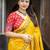 Yellow floral zari chanderi saree