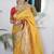 Yellow yellow paithani silk saree with unstitched blouse piece