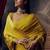 Yellow floral satin bagh saree