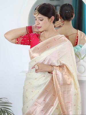 White woven design zari paithani saree 4