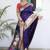 Purple paithani silk saree with unstitched blouse piece