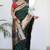 Green geometric woven design paithani silk saree with unstitched blouse piece