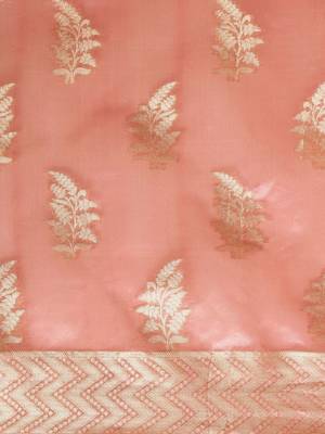 Peach ethnic motifs zari woven banarasi saree 4