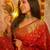 Red floral silk blend banarasi saree