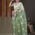 Olive paisley embroidered designer saree