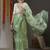 Olive paisley embroidered designer saree