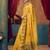 Yellow warli printed zari silk cotton saree with blouse piece