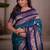 Teal woven design zari silk blend handloom banarasi saree
