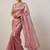 Rose woven design embroidered satin fusion saree