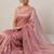 Rose woven design embroidered satin fusion saree