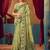 Lime ethnic motifs printed warli zari silk cotton designer saree with blouse piece