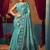 Turquoise warli printed zari silk cotton saree with blouse piece