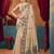 Beige warli printed zari silk cotton saree with blouse piece