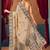 Beige warli printed zari silk cotton saree with blouse piece