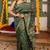 Green green art silk checked ready to wear sarees