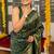 Green green art silk checked ready to wear sarees