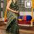 Green green art silk checked ready to wear sarees