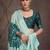 Teal floral satin saree