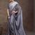Charcoal floral satin saree