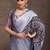Charcoal floral satin saree