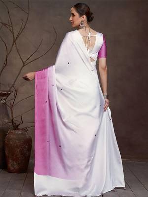 White floral printed saree with matching blouse 2