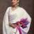 White floral printed saree with matching blouse