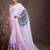 Pink satin designer saree