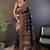 Black ethnic motifs woven design pashmina saree with unstitched blouse piece