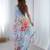 Blue women floral printed mirror work saree