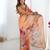 Orange floral printed mirror work saree