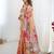 Orange floral printed mirror work saree