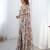 Beige ethnic motifs printed mirror work saree